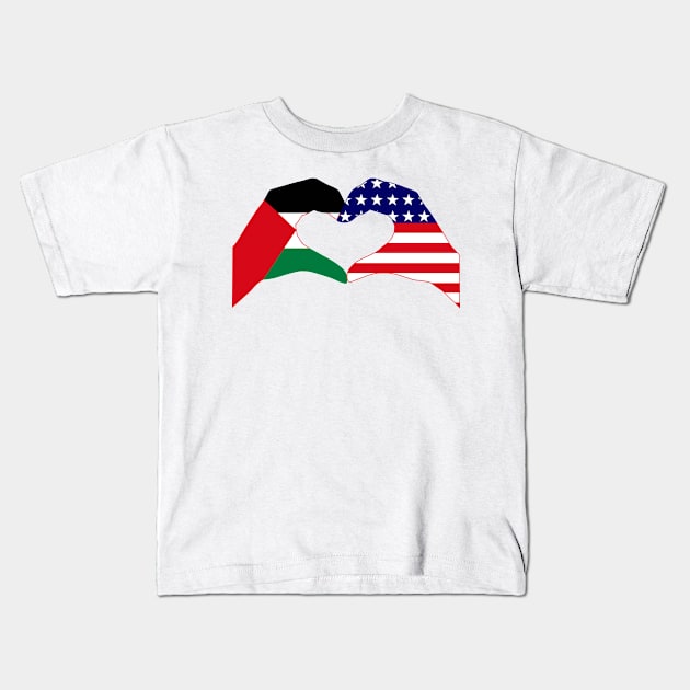 We Heart Palestine & USA Patriot Flag Series Kids T-Shirt by Village Values